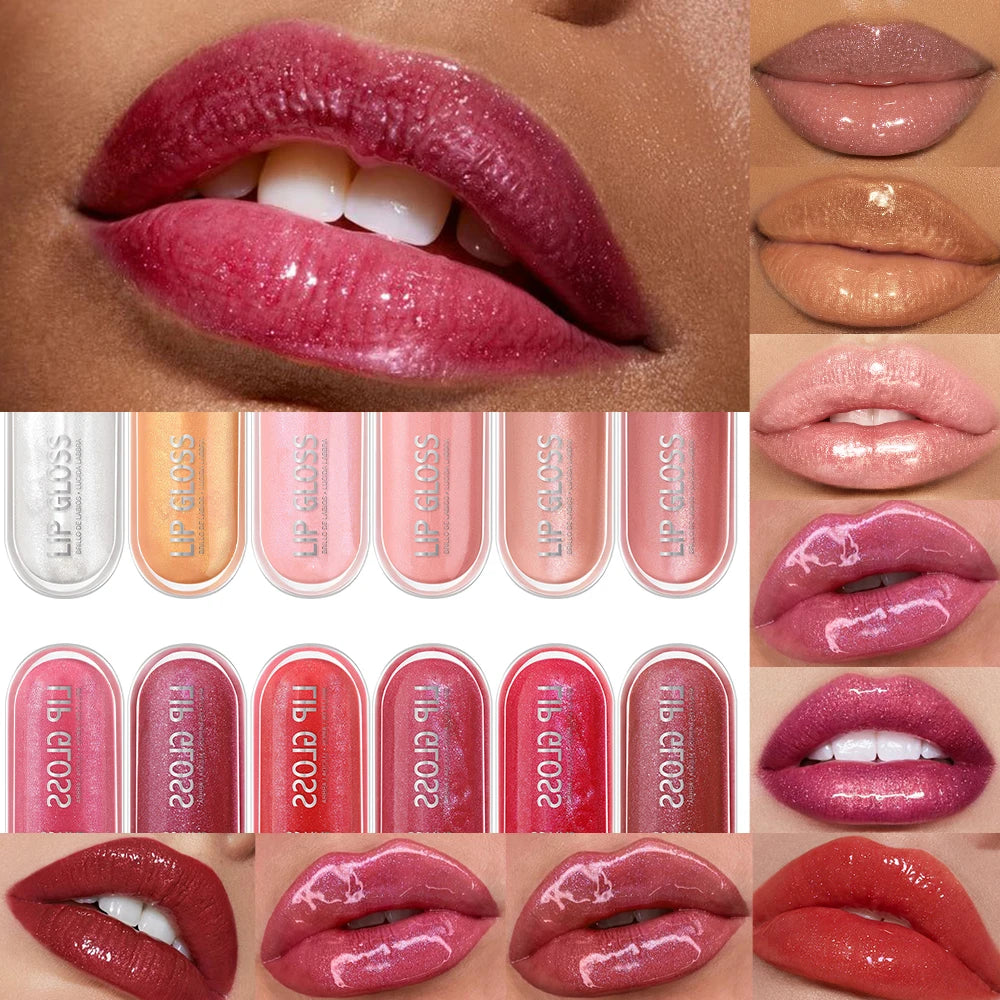 Brillo Labial USHAS 12 Colores Glitter Hidratante y Duradero