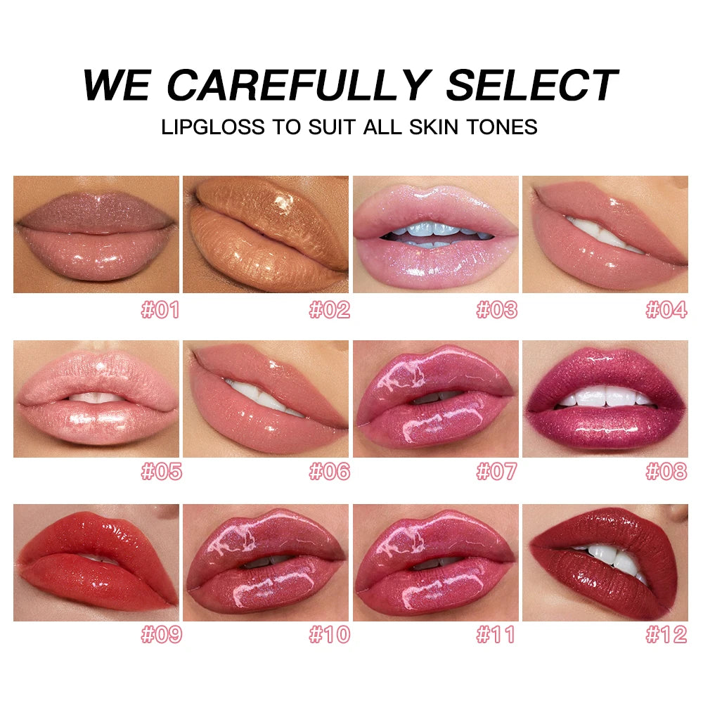Brillo Labial USHAS 12 Colores Glitter Hidratante y Duradero